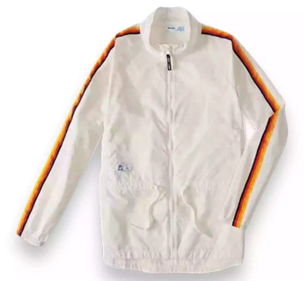 Aldi Gear Ladie's 2024 Windbreaker Allover Logo Rainbow Striped Sleeves XL NEW